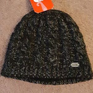North face fuzzy cable beanie